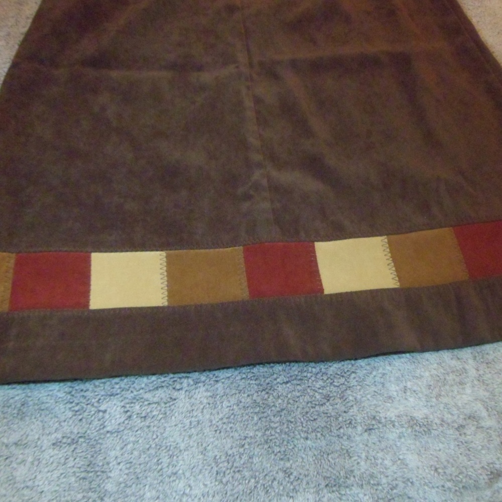 Faux Suede White Stag Skirt with Patchwork design